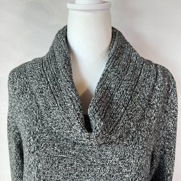 🩶Calvin Klein Cozy & Chic Grey Cowl Neck Tunic Sweater Size L - Cotton Blend - Picture 2 of 8